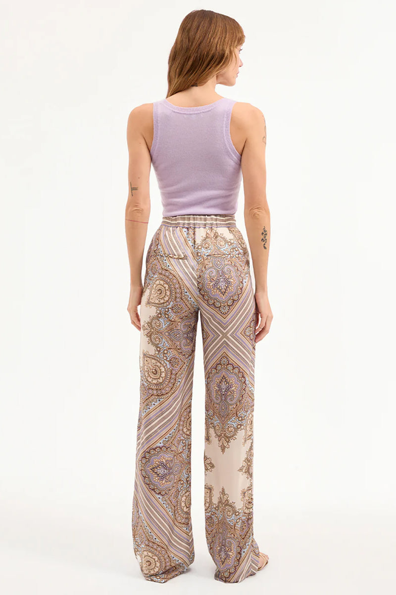 Grigore Silk Pant in Stone Khaki Multi