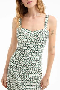 Colleen Stretch-Linen Midi Dress in Dove Multi