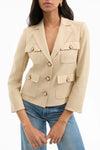 Schuyler Stretch-Linen Jacket in Stone Khaki