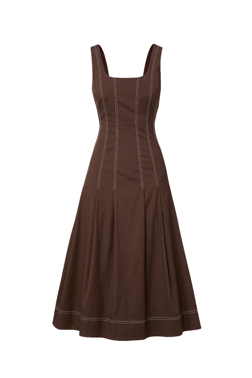 Jolie Cotton Poplin Midi Dress in Dark Mocha
