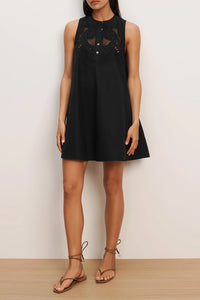 Haleem Eyelet Mini Dress in Black