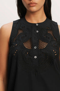 Haleem Eyelet Mini Dress in Black