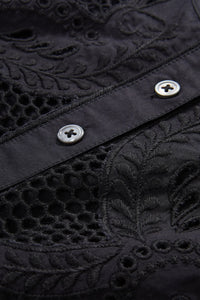 Haleem Eyelet Mini Dress in Black