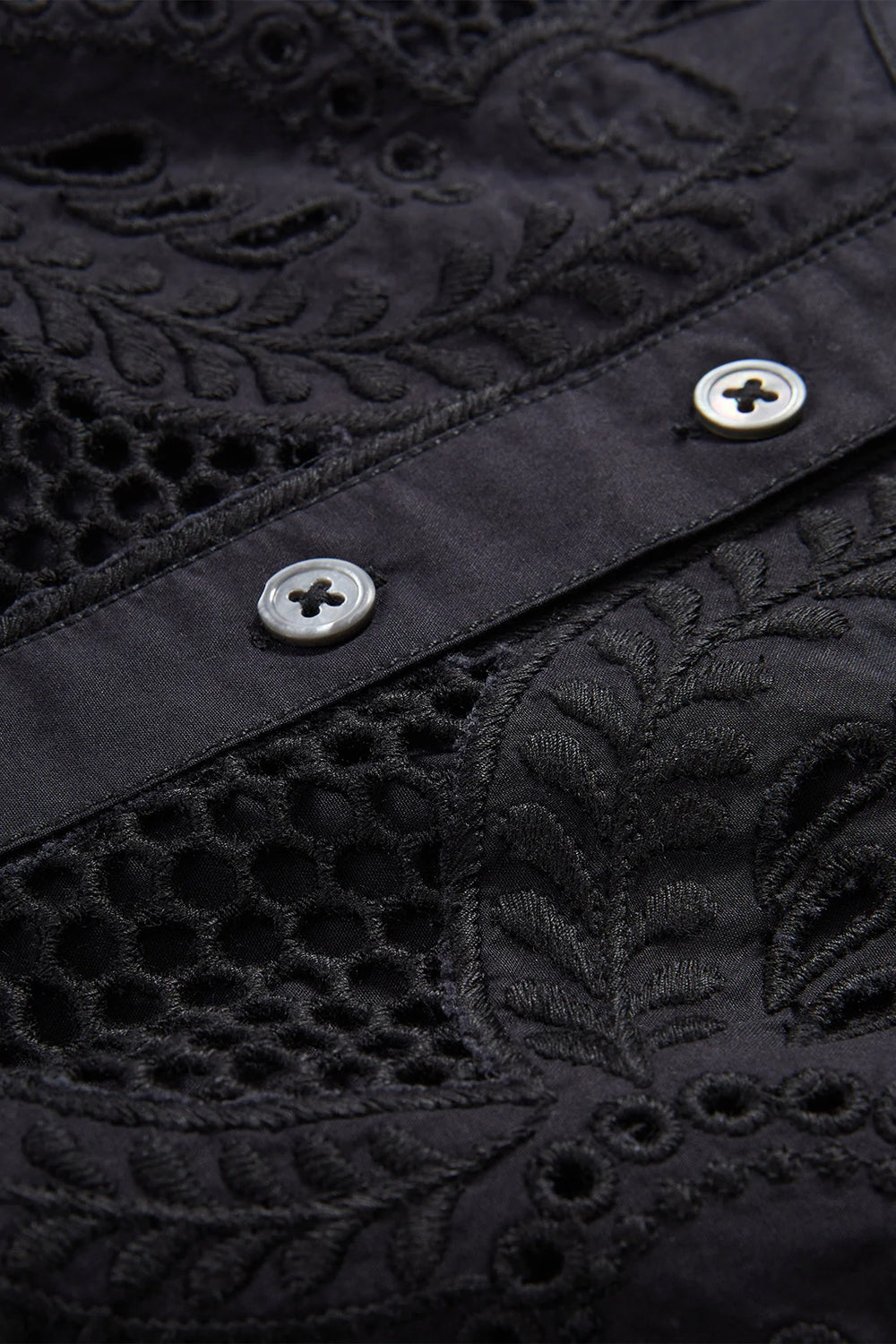 Haleem Eyelet Mini Dress in Black