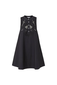 Haleem Eyelet Mini Dress in Black