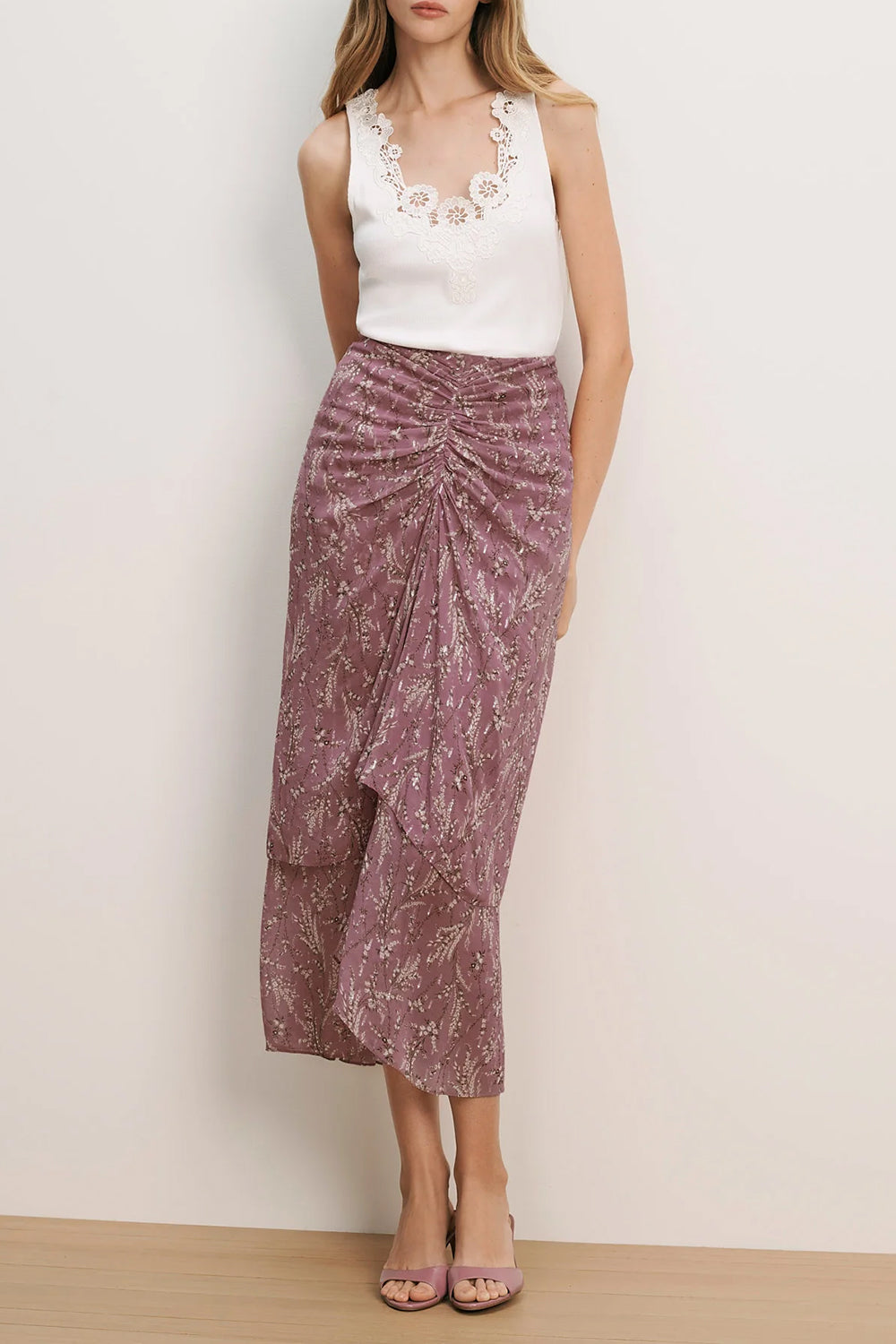 Sira Floral Midi Skirt in Orchid Haze Multi