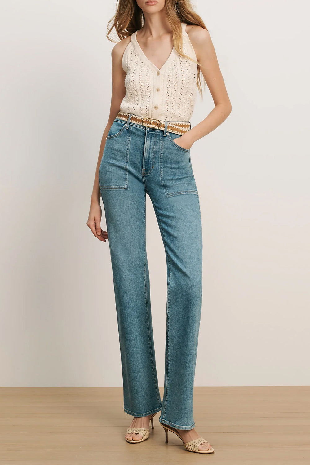 Leonora Pointelle Tank Top in Ecru