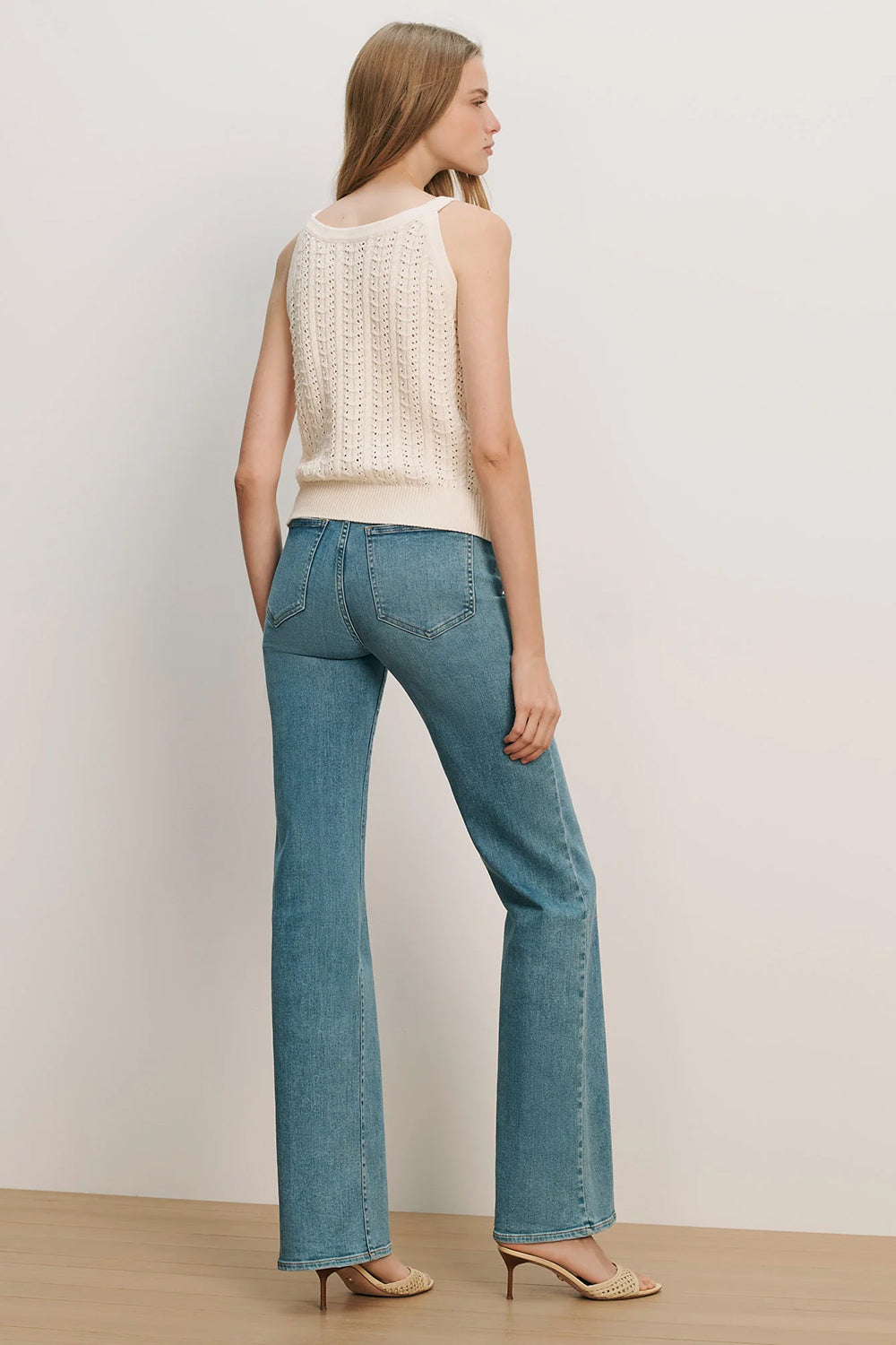Leonora Pointelle Tank Top in Ecru
