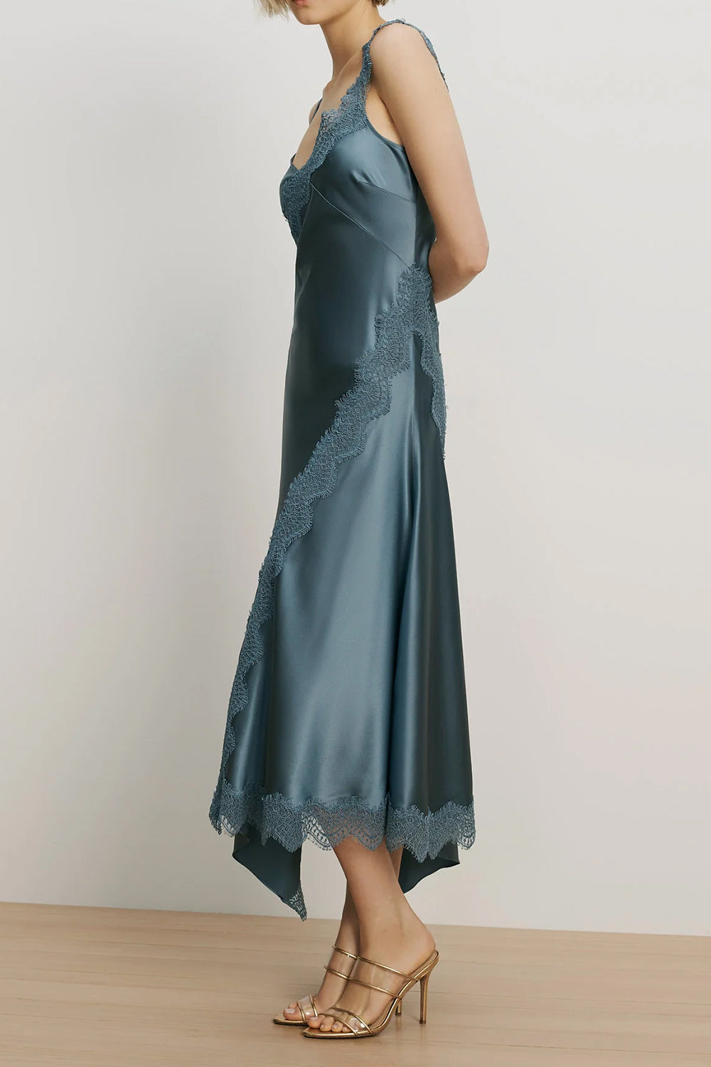 Vernon Lace Maxi Dress in Blue Steel