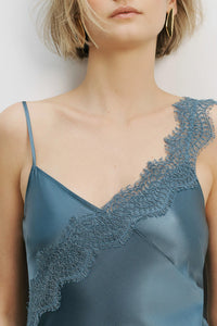 Vernon Lace Maxi Dress in Blue Steel
