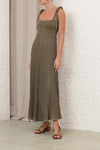 Wanderlust Metallic Maxi Dress in Metallic Olive