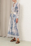 Wanderlust A-Line Maxi Skirt in Blue Toile