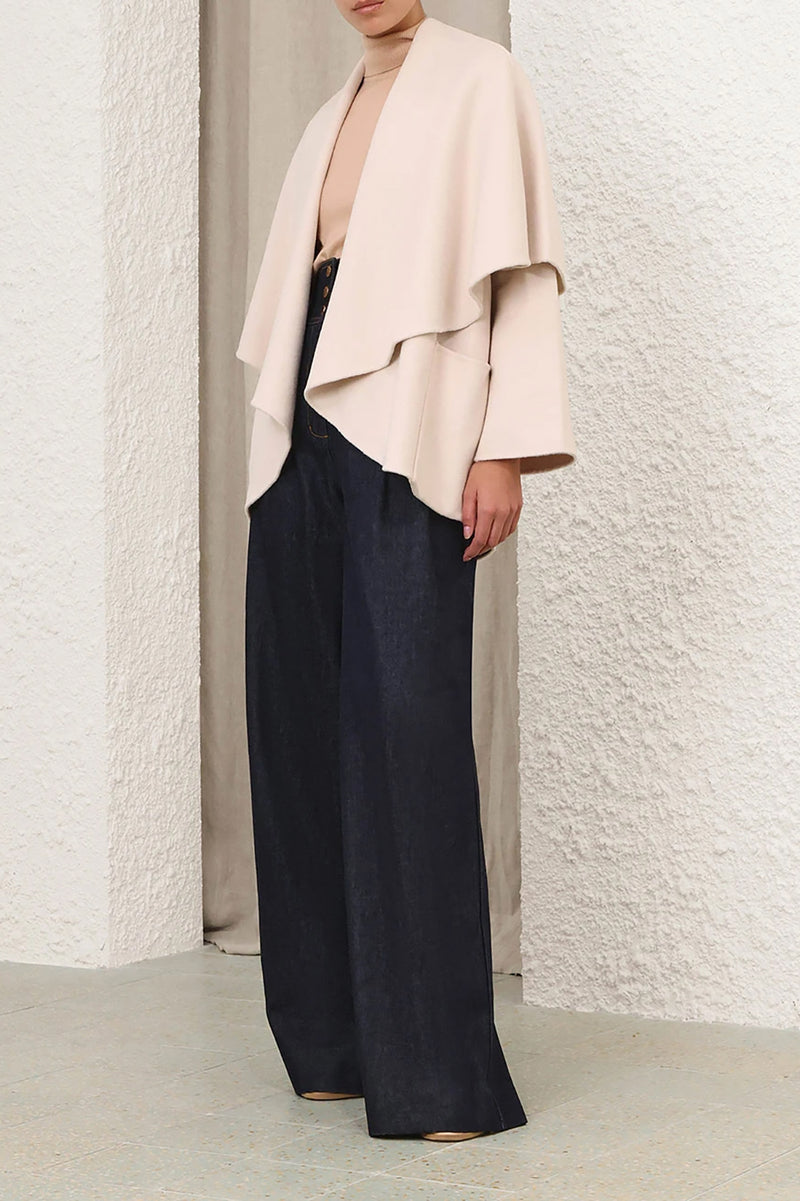 Rebellion Tie Neck Cape in Cream