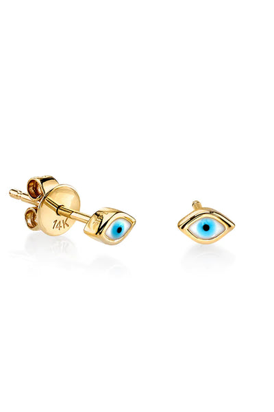 GOLD MINI ENAMEL EVIL EYE STUD SINGLE