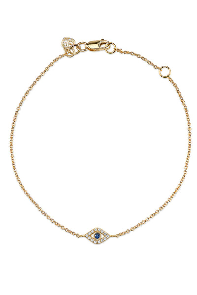 SMALL BEZEL EVIL EYE BRACELET (LENGTH 6.75")