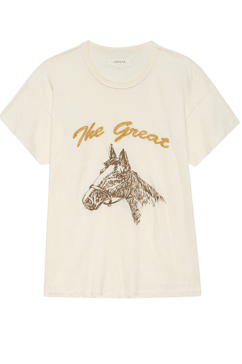 The Boxy Crew Tee with Horse Embroidery