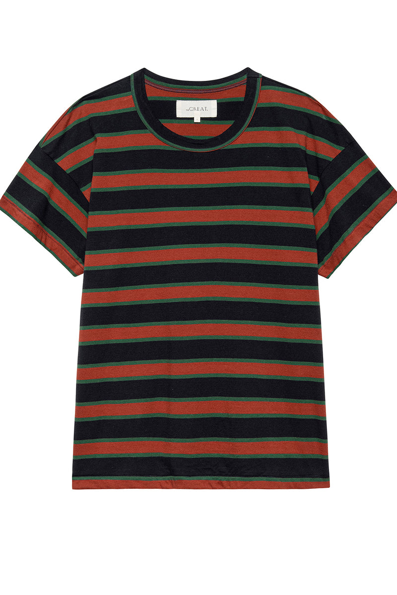 The Boxy Crew in Navy Bridle Stripe