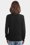 Cotton Cashmere Frayed Edge Crew in Black