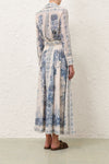 Wanderlust A-Line Maxi Skirt in Blue Toile