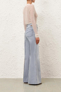 Lace Knit Buttoned Top in Parchment