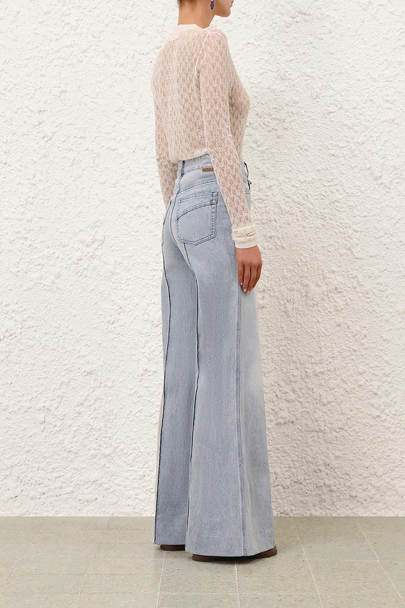 Lace Knit Buttoned Top in Parchment