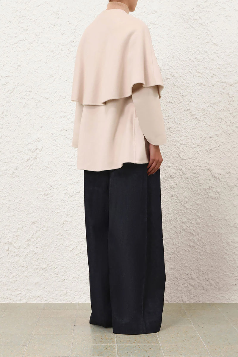 Rebellion Tie Neck Cape in Cream