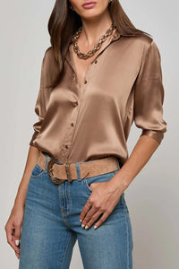 Dani Silk Blouse in Cinnamon Swirl