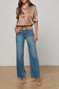 Dani Silk Blouse in Cinnamon Swirl
