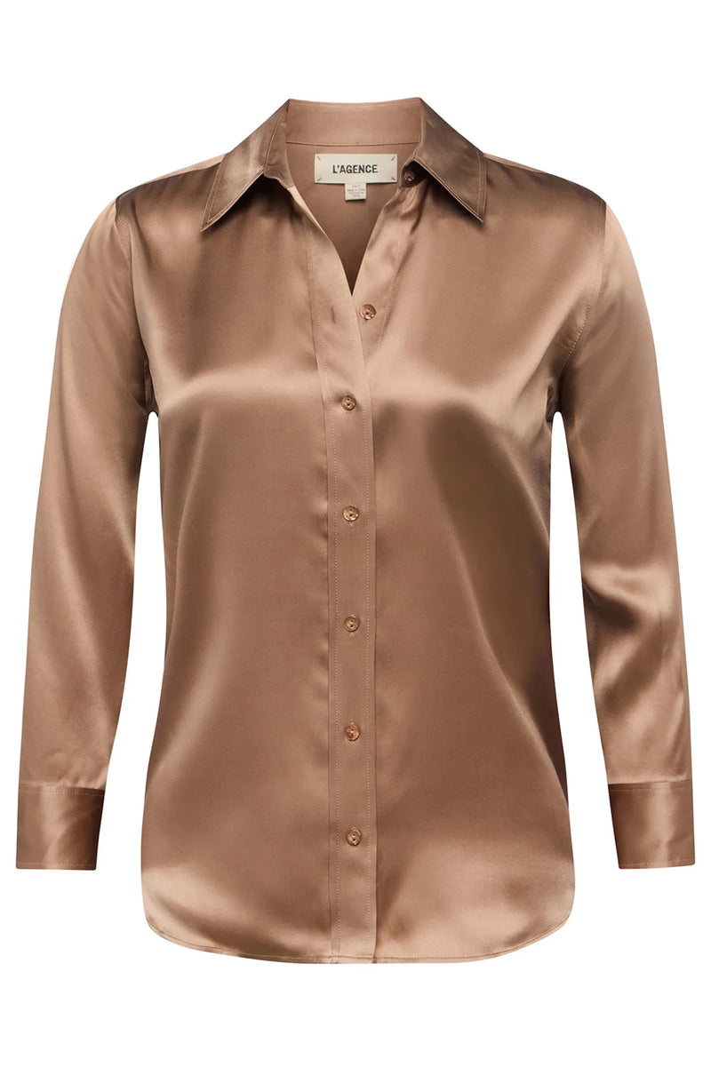 Dani Silk Blouse in Cinnamon Swirl