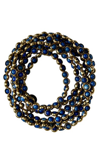 Gemstone Necklace with Antique Gold Rings in Lapis