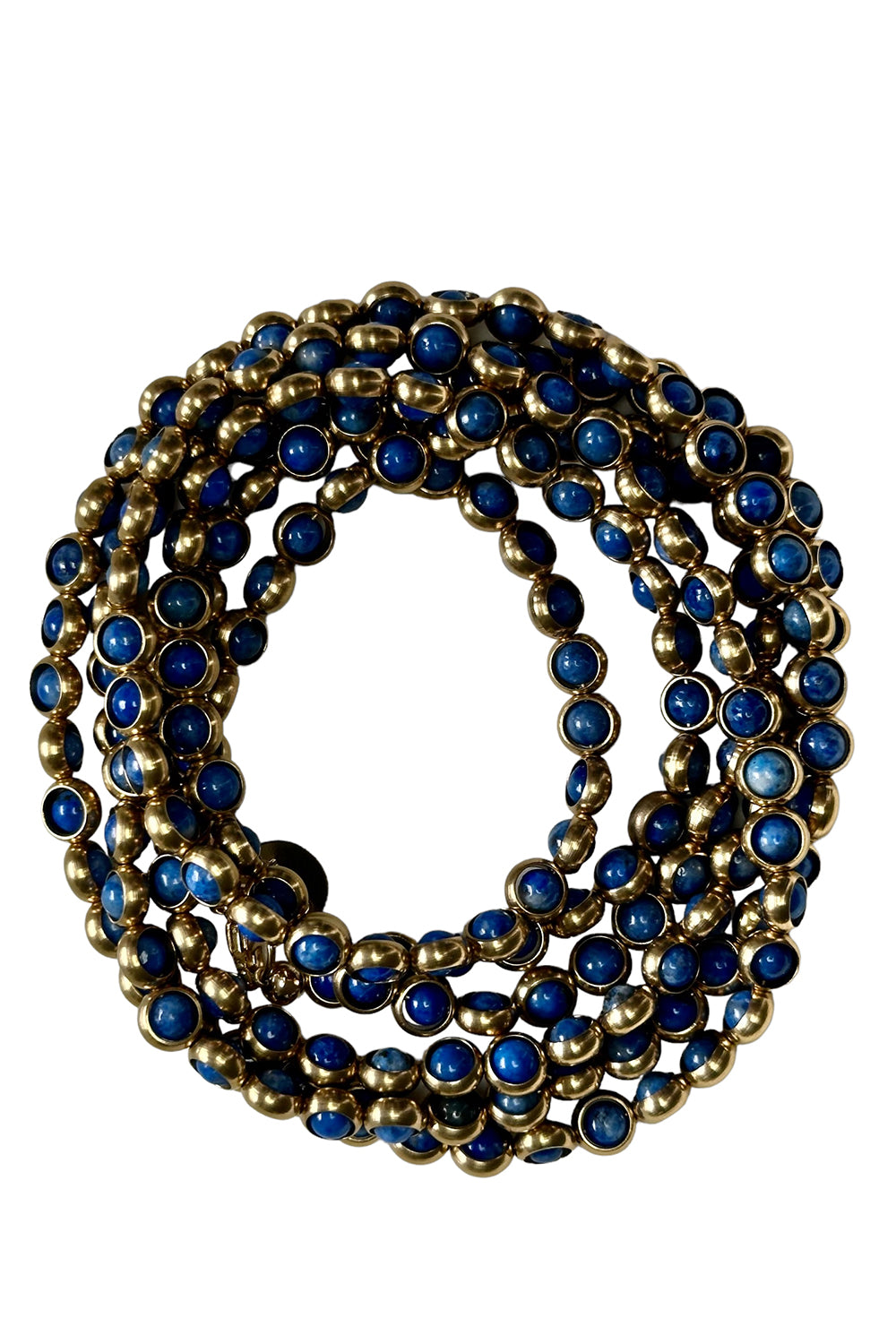 Gemstone Necklace with Antique Gold Rings in Lapis