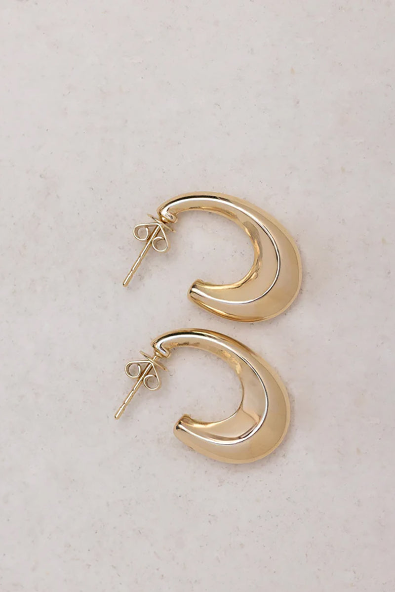 Knife Edge Hoop Earrings in 14k Yellow Gold