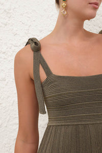 Wanderlust Metallic Maxi Dress in Metallic Olive