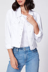 Relaxed Vivienne Jacket with Raw Hem in Crisp White