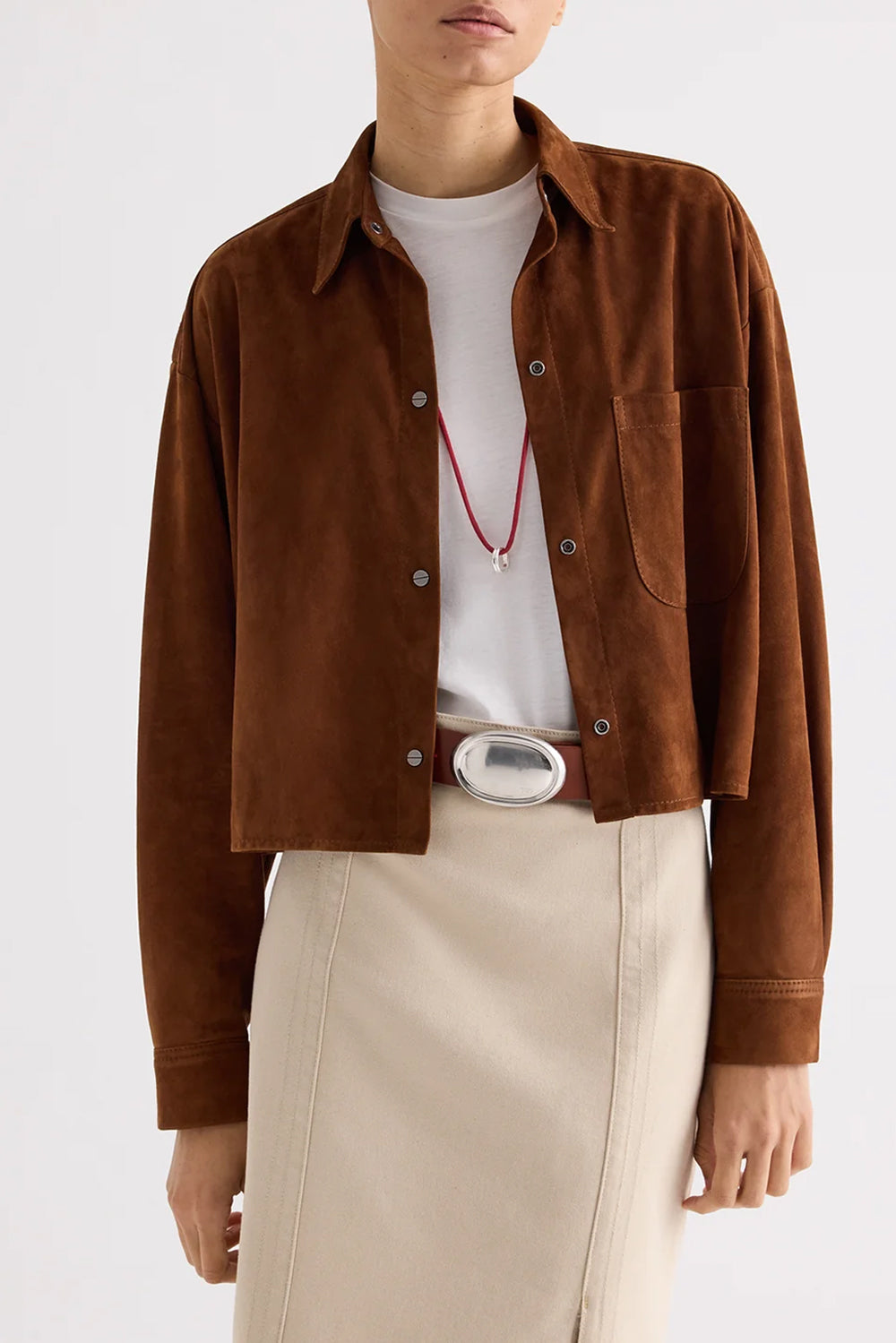 Little Big Joe Shirt in Lamb Leather Cigar