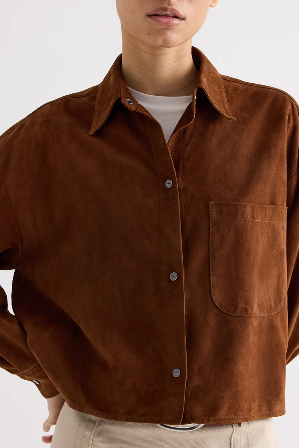 Little Big Joe Shirt in Lamb Leather Cigar