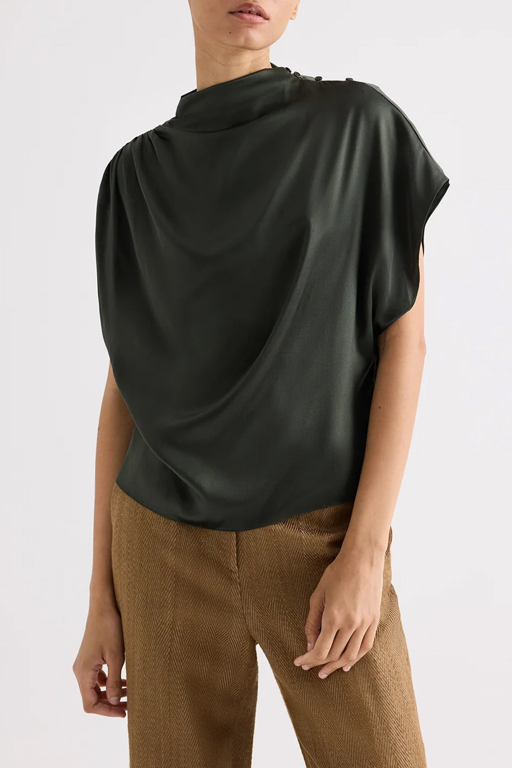 Wish You Would Top in Washed Silk Charmeuse Rosin
