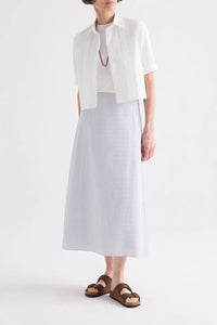Short Lived Shirt with Pleated Placket in Super Compact Poplin White