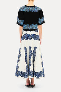 Alessia Knit Jacquard Skirt in Lapis