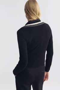 Aziel Cashmere Sweater in Black Ivory