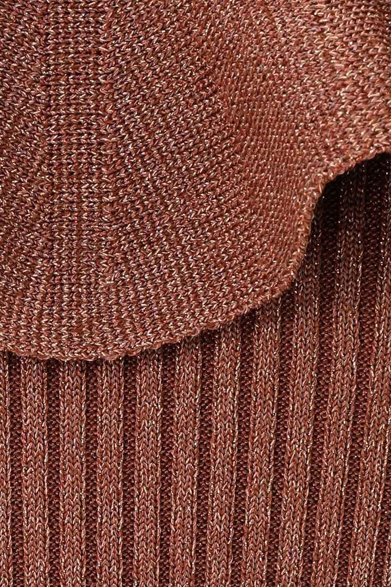 Wanderlust Metallic Frill Top in Metallic Dusty Rose