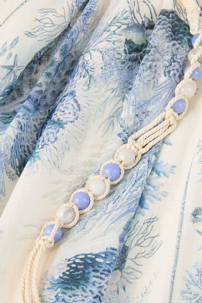 Wanderlust A-Line Maxi Skirt in Blue Toile