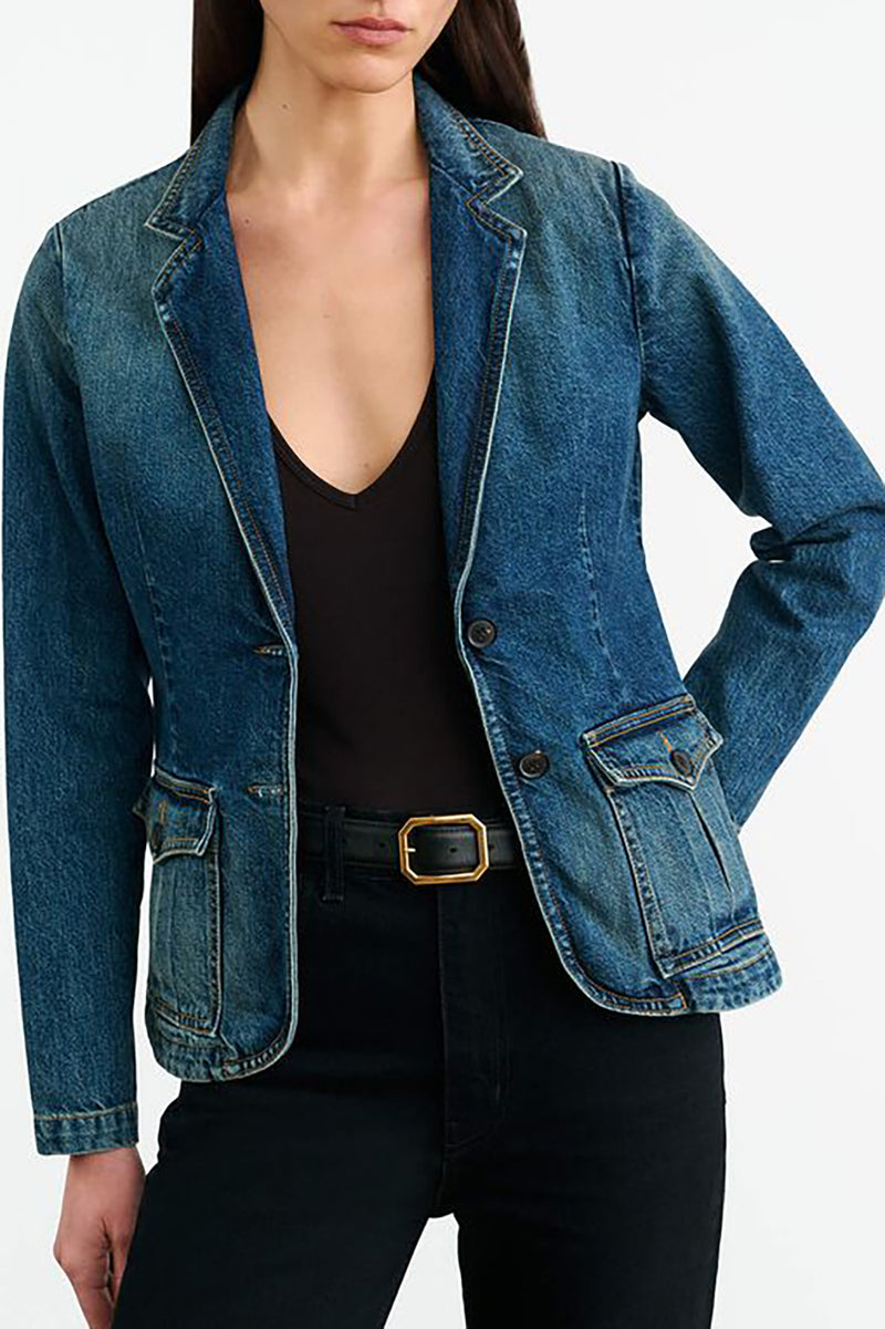 ELTON DENIM BLAZER IN SIMON WASH