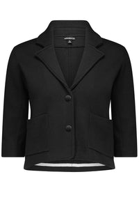 Cotton Blend Shrunken Blazer in Black