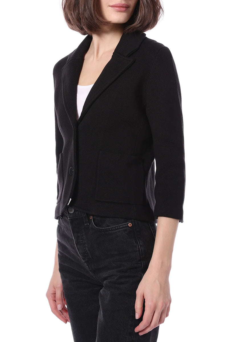 Cotton Blend Shrunken Blazer in Black