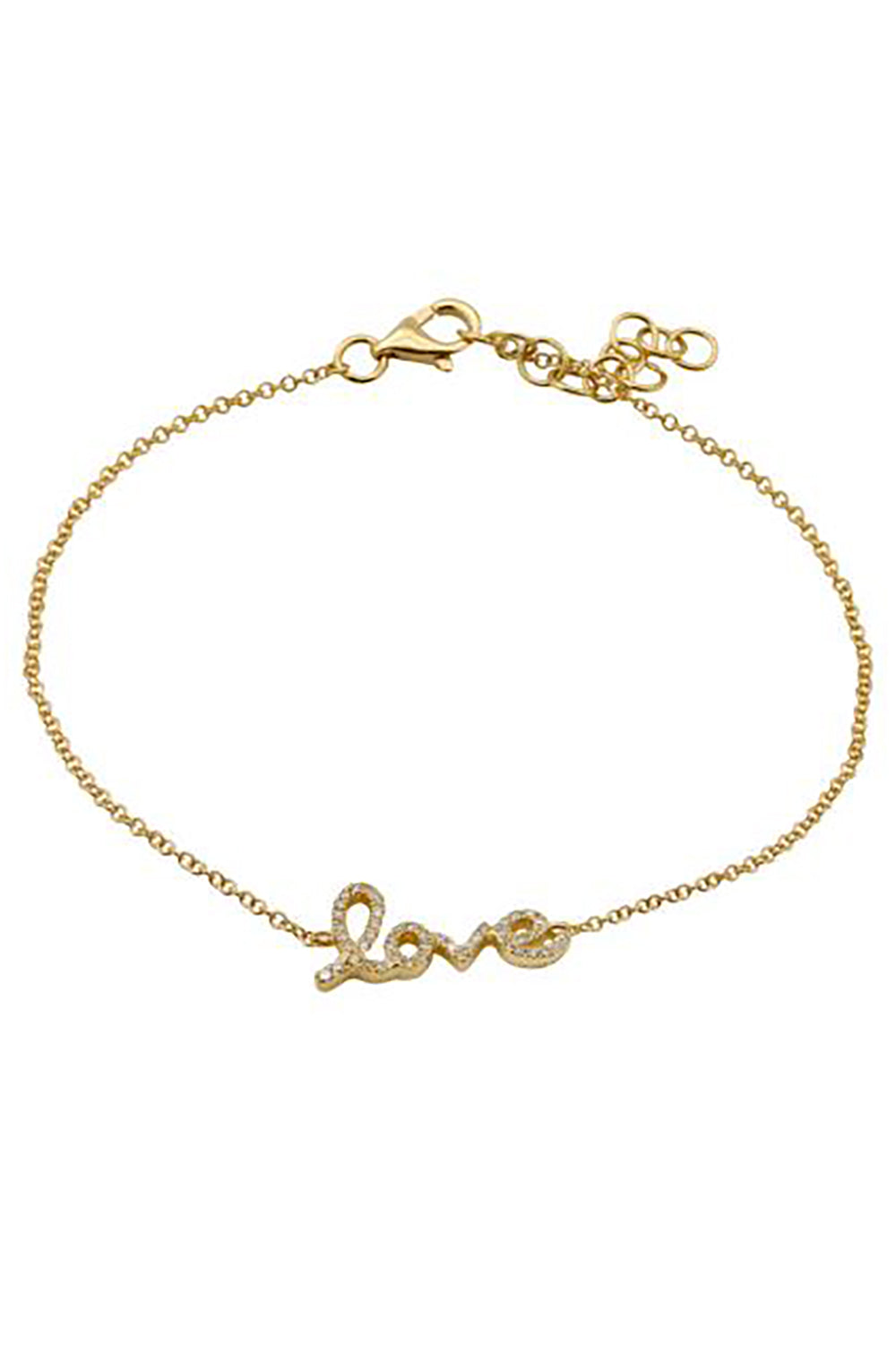 14K Yellow Gold Diamond Cursive Love Bracelet