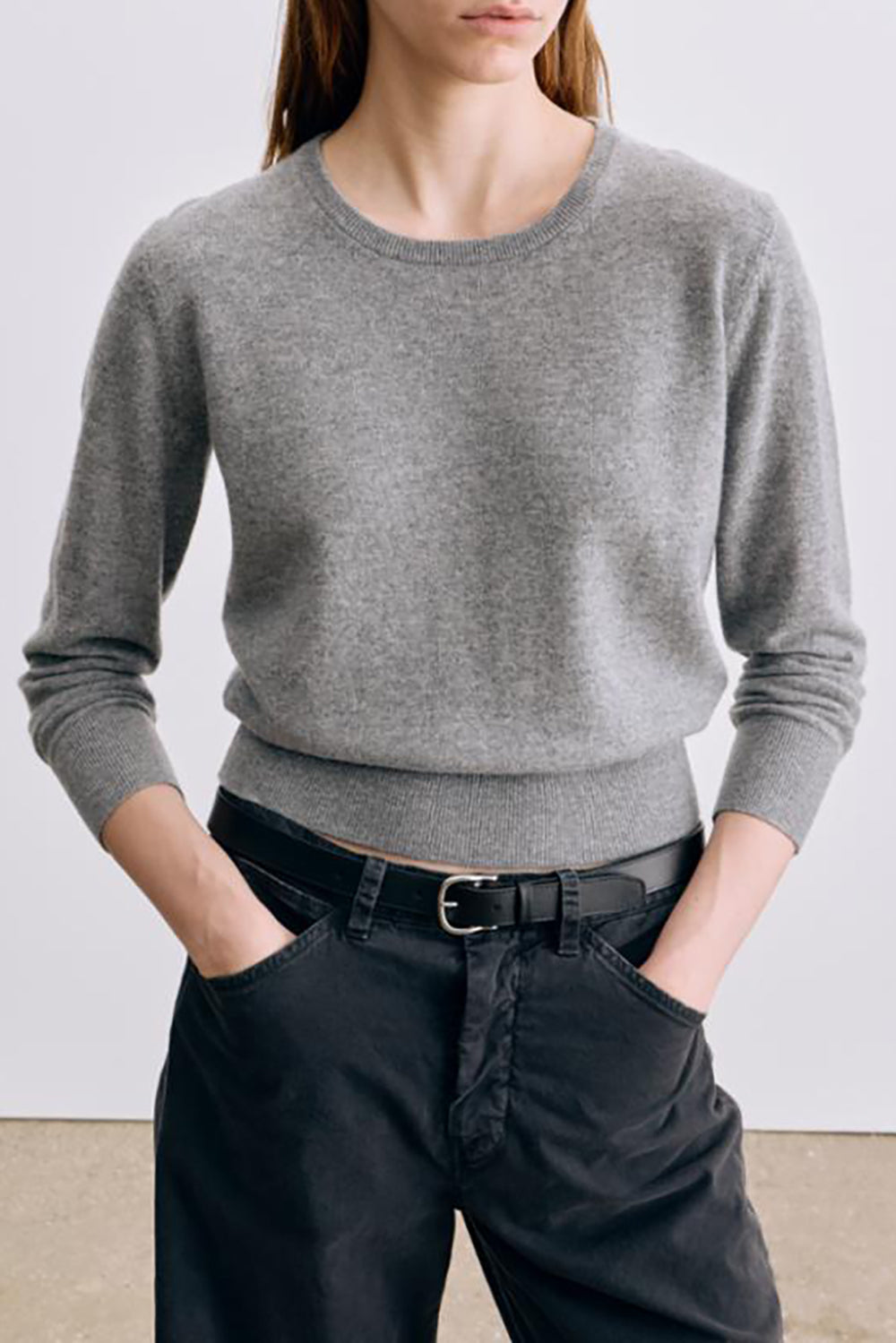 Tamra Cashmere Sweater in Pebble Grey Heather
