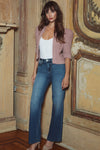 Delilah Cropped Cardigan in Light Mauve Gold