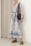 Wanderlust A-Line Maxi Skirt in Blue Toile