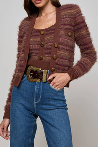 Ariadne Cardigan in Natural Mauve Multi